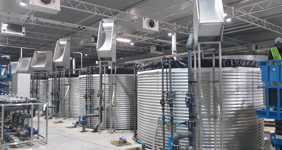 Greenhouse interior with climate and irrigation systems